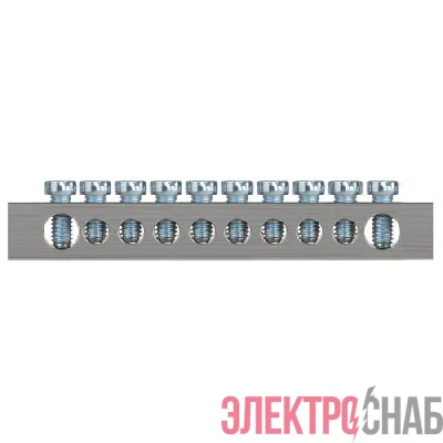 Шина PEN земля-ноль 6х9мм 10/2 никелированная с креплениями по краям NO-224-84 Эра Б0062980