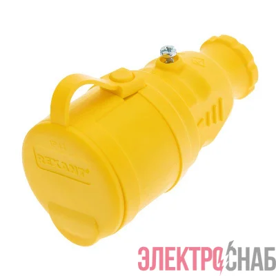Розетка переносная влагозащищенная с крышкой с заземл. 16А IP44 каучук желт. Rexant 111-122