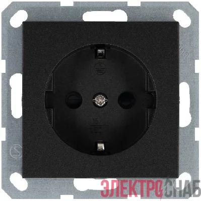 Розетка 1-м Shuko 16А IP20 с заземл. защ. шторки механизм антрацит Jasmart G5501B