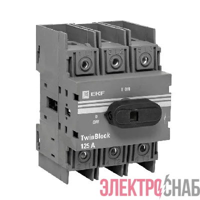 Рубильник 3п 125A c рукояткой управления для прямой установки TwinBlock EKF tb-125-3p-f
