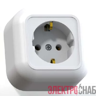 Розетка 1-м ОП Валентина РА16-638 16А IP20 с заземл. бел. Кунцево 7640