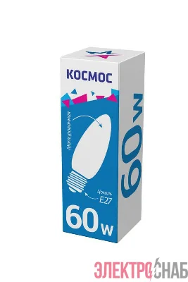 Лампа накаливания Свеча 60Вт E27 мат. Космос LKsmSCnFr60E27v2