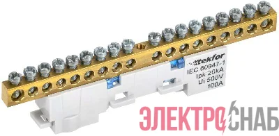 Шина нулевая N неизол. на универс. держ. 6х9-18-С TEKFOR IEK TF-NN10-18-DL-K07