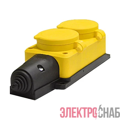 Колодка удлинителя 2-м 1ф с заглушками компакт каучук желт. Universal 3082