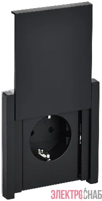 Розетка СП FORTE&PIANO 16А IP44 FP121 с заземл. защ. шторки с крышкой винт. крепл. черн. IEK FP-R16-16-44-K02