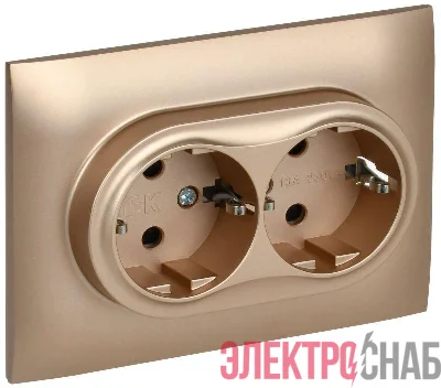 Розетка 2-м SKANDY 16А с заземл. защ. шторки в сборе SK-R07Sa песочн. IEK SK-R24-16-K98-F