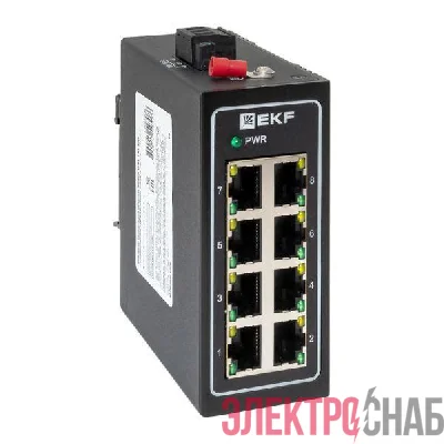 Коммутатор неуправляемый промышленный U-8T 8 портов 10/100Base-T(X) RJ45 монтаж на DIN-рейку TSX EKF TSX-U-8T