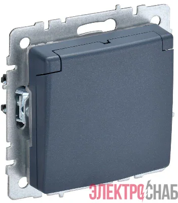 Розетка BRITE РСбш10-3-БрМ 16А IP20 с заземл. защ. шторки с крышкой механизм маренго IEK BR-R16-16-K35