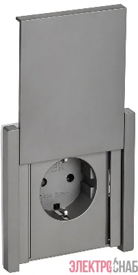 Розетка СП FORTE&PIANO16А IP44 FP519 с заземл. защ. шторки с крышкой безвинт. крепл. сталь IEK FP-R16-16-1-44-K46