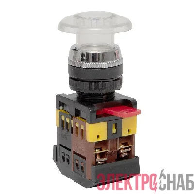 Кнопка "Грибок" AELA-22 NO+NC 220В с подсветкой бел. PROxima EKF pbn-aela-1w-220