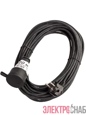 Удлинитель-шнур 1х20м 10А IP44 3500Вт 220-350В КГ 2х1.0мм каучук КОСМОС YSHKsm20m-1g(10A)KG