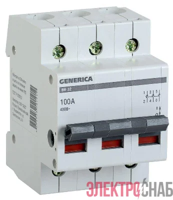 Выключатель нагрузки (мини-рубильник) 3п ВН-32 100А GENERICA ИЭК MNV15-3-100