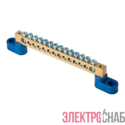 Шина нулевая N 8х12 14 отвер. латунь 2 син. угловых изолятора PROxima EKF sn0-125-14-2