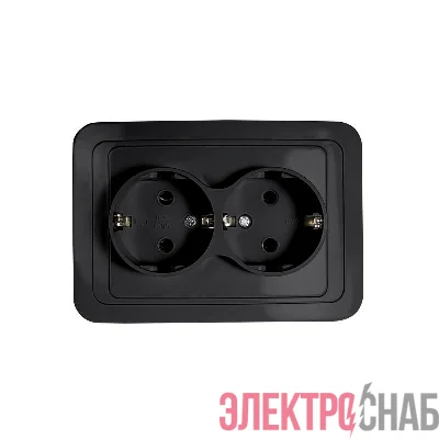 Розетка 2-м CLASSICO с заземл. 2128B черн. IN HOME 4690612061122