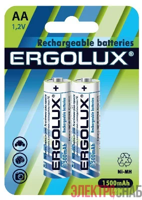 Аккумулятор AA Ni-MH 1.2В 1500мА.ч BL-2 металлик (блист.2шт) Ergolux 12975