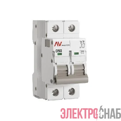 Выключатель автоматический модульный 2п D 50А 10кА AV-10 AVERES EKF mcb10-2-50D-av