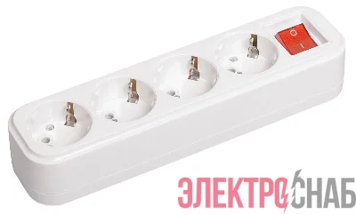 Колодка удлинителя 4-м 16А Classic К04В 2P+PE 250В с выкл. IEK KYP11-16-04-00-ZK