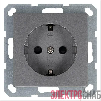Розетка 1-м Shuko 16А IP20 с заземл. защ. шторки механизм алюм. Jasmart G5501S
