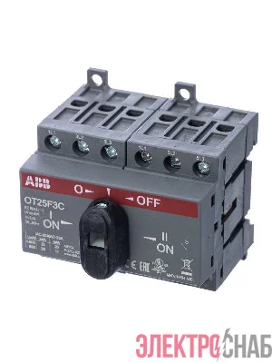 Рубильник реверсивный OT25 F3C 25А (20А AC23) ABB 1SCA104863R1001