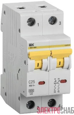 Выключатель автоматический модульный 2п C 25А 6кА ВА47-60M KARAT IEK MVA31-2-025-C