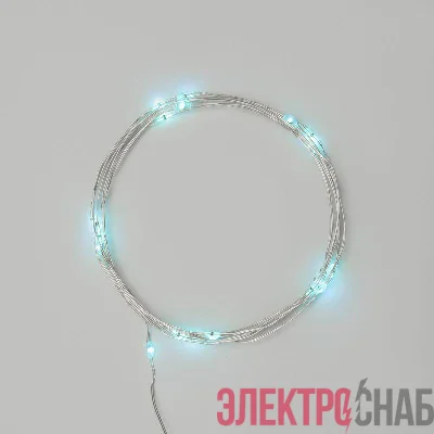 Гирлянда светодиодная "Роса" 2м 20LED голуб. 2Вт 4.5В IP20 провод прозр. элементы питания 2хCR2032 (в компл.) Neon-Night 303-003
