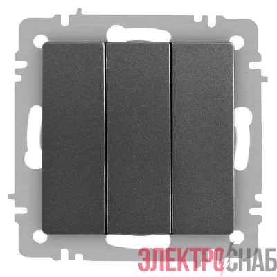 Выключатель 3-кл. СП Accent 6-106-07 10А IP20 250В AL/CU графит Intro Б0063544