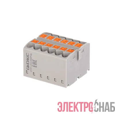 Блок распределительный зажим push-in 12 точек подключения 25кв.мм сер. DKC DTP1-012-04SPUG