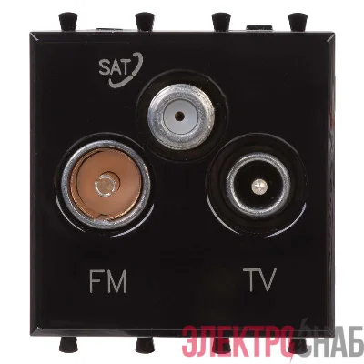 Розетка телевизионная TV/FM/SAT 2мод. 16А Avanti "Черный квадрат" DKC 4402532