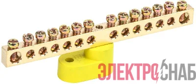 Шина PE "земля" ШНИ-6х9-14-У1-Ж на одном угловом изоляторе IEK YNN10-69-14C1-K05