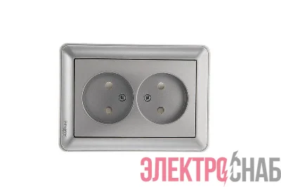 Розетка 2-м СП W59 16А IP20 без заземл. защ. шторки в сборе матов. хром SE RS16-254-58