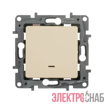 Выключатель 1-кл. СП Etika 10А IP20 250В 10AX с подсветкой/индикацией безвинтов. зажимы механизм сл. кость Leg 672303