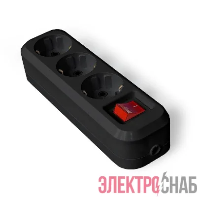 Колодка удлинителя 3-м с заземл. с выкл. АБС-пластик черн. UNIVersal 1310