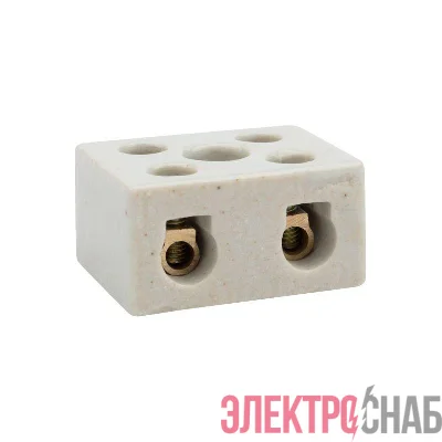 Клемма керамическая винтовая 12кв.мм 2 пары контактов с крепежным отверстием (уп.50шт) Rexant 07-6223