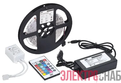 Комплект светодиодной подсветки &amp;amp;amp;amp;amp;amp;amp;amp;quot;Сделай сам&amp;amp;amp;amp;amp;amp;amp;amp;quot; DIY (лента LED 5м LSR-5050RGB60-14.4-IP20-12В + драйвер + контроллер) IEK 2LSR2-3-060-20-1-05-S2