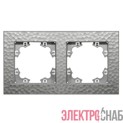 Рамка 2-м Афина фактурная универс. серебро Universal A10044-S