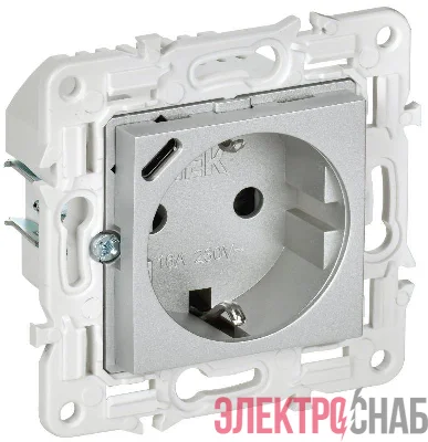 Розетка SKANDY 18Вт 16А с заземл. защ. шторки с USB C SK-R17S серебр. IEK SK-R14-16-U14-018-K23
