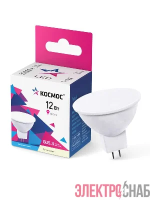 Лампа светодиодная JCDR 12Вт 3000К GU5.3 1070лм 174-265В КОСМОС LkecLED12wJCDRC30