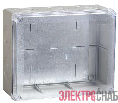 Коробка распаячная ОП 240х195х90 IP55 КМ41346 прозр. крыш. монт. плата IEK UKO10-240-195-090-K53-55