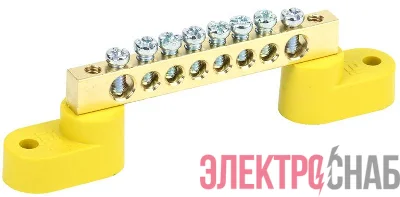 Шина PE "земля" ШНИ-6х9-8-У2-Ж на двух угловых изоляторах IEK YNN10-69-8C2-K05