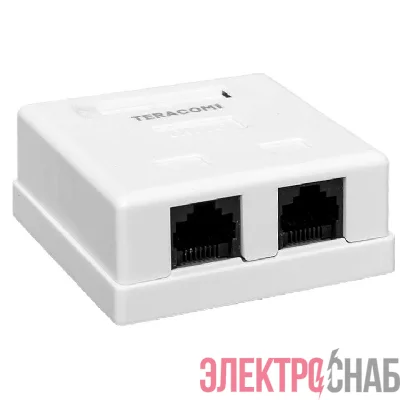 Розетка настенная TERACOM PRO кат.6 неэкранированная 2 порта RJ-45 Dual IDC бел. EKF TRP-WBOX-2RJ45-6UTP-WH