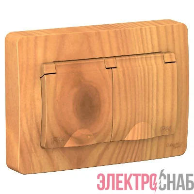 Розетка 2-м СП Blanca 16А IP44 250В с заземл. защ. шторки с крышкой ясень SE BLNRS441125