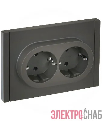 Розетка 2-м СП FORTE&PIANO FP323 16А с заземл. защ. шторки безвинт. крепл. сер. IEK FP-R24-16-1-K03