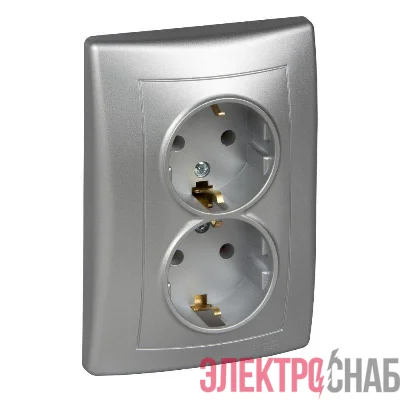 Розетка 2-м СП Sedna без защ. шторок с заземл. алюм. SchE SDN3000660