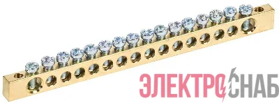 Шина PEN "земля-ноль" 6х9мм 16/2 (16групп/крепеж по краям) IEK YNN11-16-100