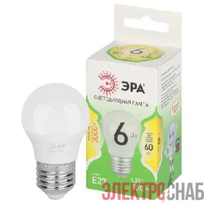 Лампа светодиодная GREEN LINE P45-6W-830-E27 GL 6Вт шар 3000К свет тепл. E27 Эра Б0067053