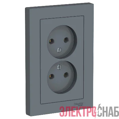 Розетка 2-м СП AtlasDesign 16А IP20 без заземл. в сборе грифель SE ATN000720