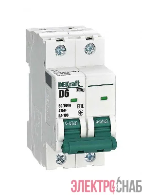 Выключатель автоматический модульный 2п D 6А 6кА ВА-103 DEKraft 12349DEK