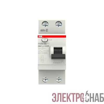 FH202 AC-25/0,03 Выключатель дифференциального тока 2-модульный EU 2CSF202002R1250 (замена для 2CSF202004R1250)