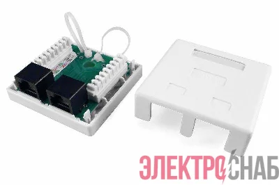 Розетка компьютерная 2-м ОП SB1-2-8P8C-C5e-WH RJ45 (8P8C) кат.5E Dual IDC Hyperline 430234