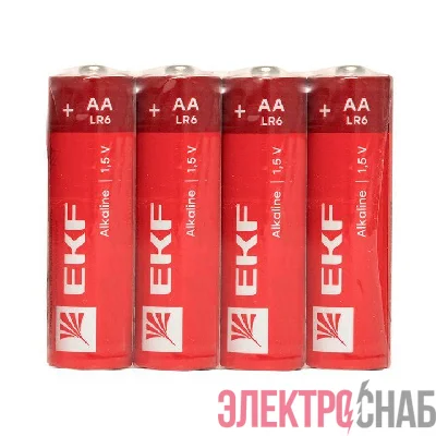 Элемент питания алкалиновый AA/LR6 (уп.4шт) EKF LR6-SR4